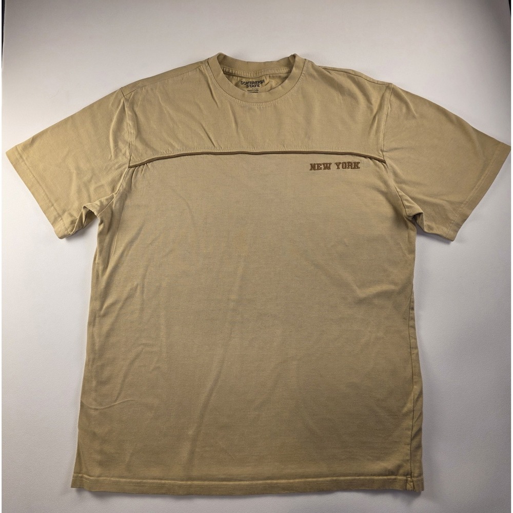 Sovereign State Cream Neutral 100% Cotton Unisex New York T‎ Shirt Mens Large